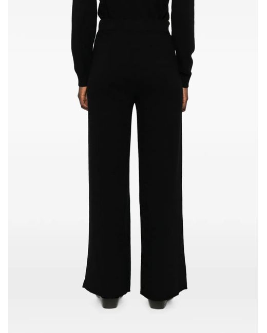 SERGIO MORETTI FIRENZE Black Fine-Knit Wide-Leg Trousers
