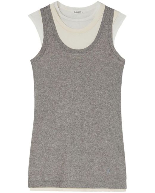 Jil Sander Gray Layered Cotton Tank Top