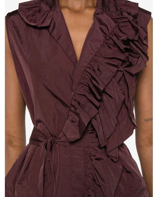 Psophia Purple Ruffled Tie Top