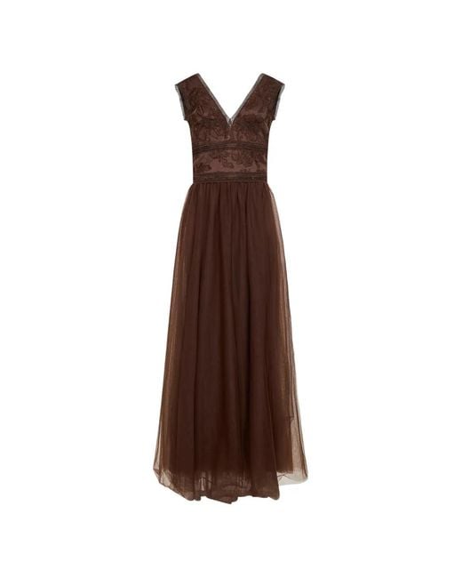 ERMANNO FIRENZE Brown V-Neck Dress