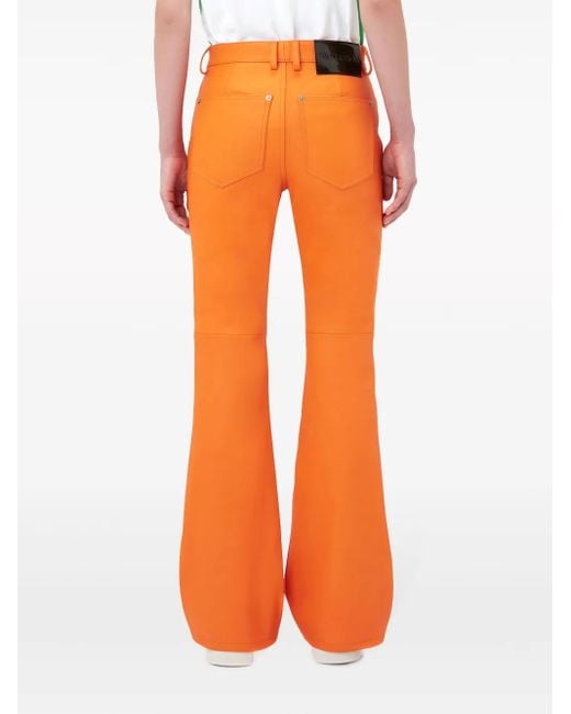 J.W. Anderson Orange Pantalon En Cuir À Coupe Évasée