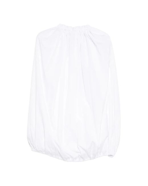 Comme des Garçons White Gathered Blouse