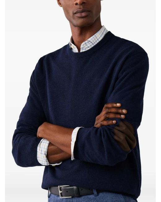 Hackett Blue Patch-Detail Crew-Neck Sweater for men