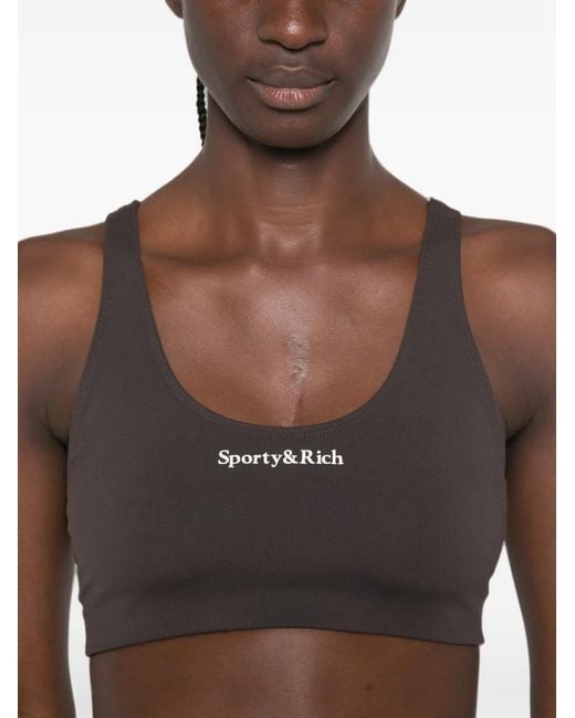 Sporty & Rich Black Logo-Print Bra