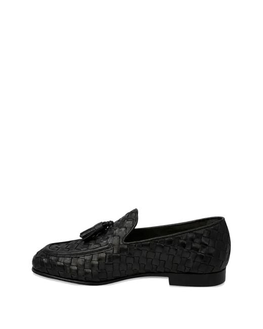 Franzese Collection Black Woven Tassel Loafers for men