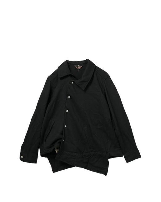 COMME DES GARÇON BLACK Black Asymmetric Press-Stud Jacket