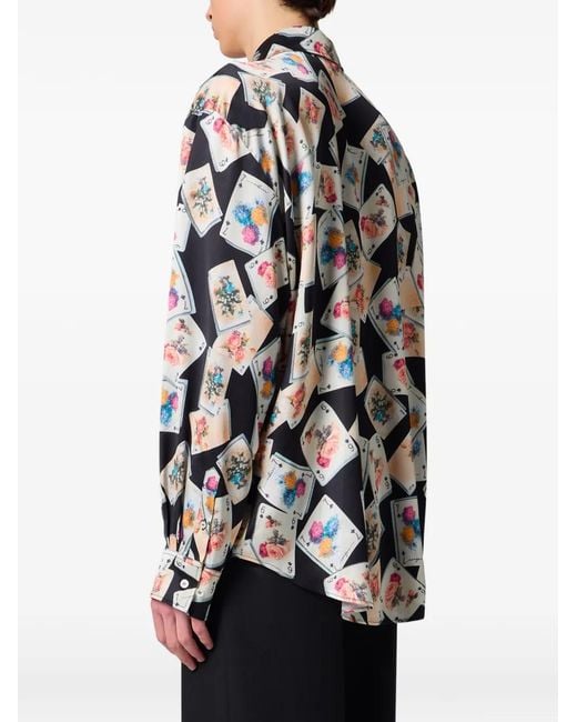 MSGM White Playing-Card-Print Button-Down Shirt for men