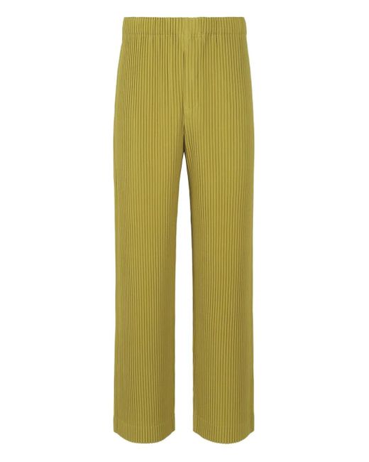 Homme Plissé Issey Miyake Green Plissé-Effect Tapered Trousers for men