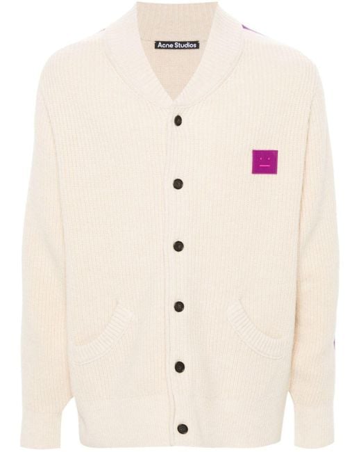 Acne Natural Face-patch Knitted Cardigan