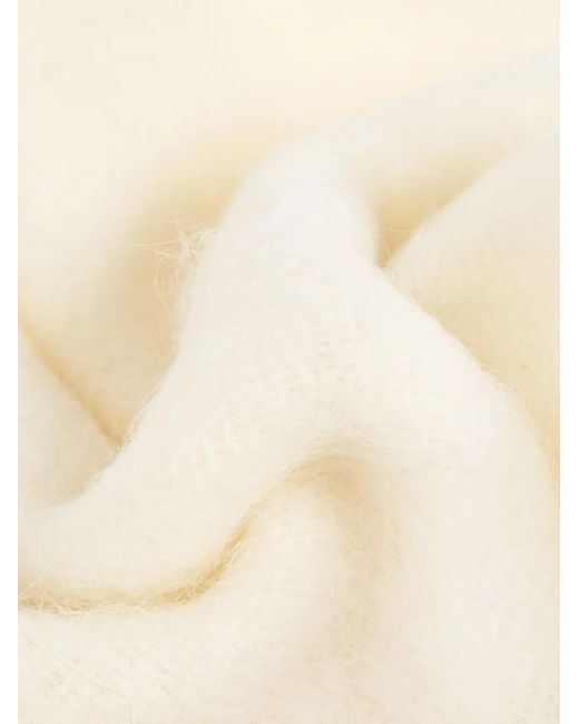 Marni White Cream Alpaca Scarf With Fringes