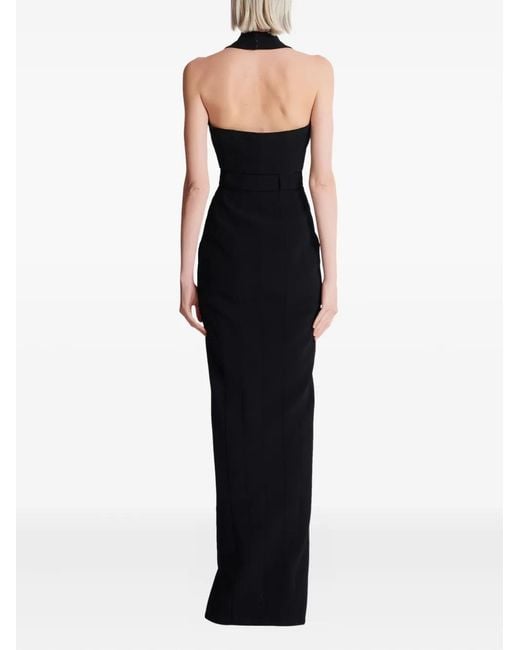 Balmain Black Halterneck Buckle-Embellished Dress