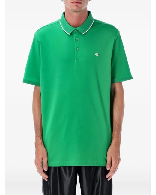 Adidas Green Twistknit Trefoil Polo Shirt for men