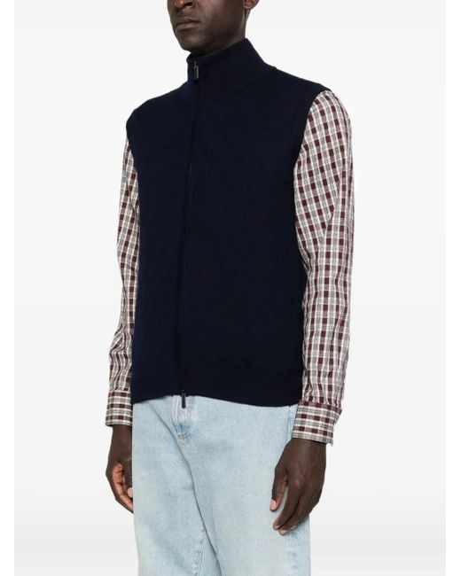 Eric Bompard Blue Zip-Fastening Vest for men