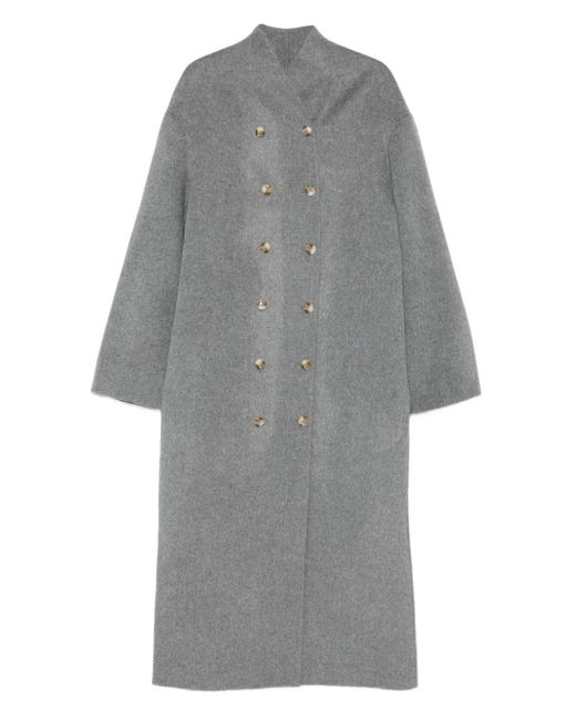 Loulou de Saison Gray Double-Breasted Wool-Cashmere Coat