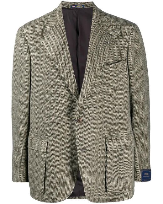 Polo Ralph Lauren Brown Herringbone Single-Breasted Blazer for men