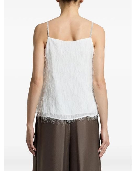 Peserico White Square-Neck Top