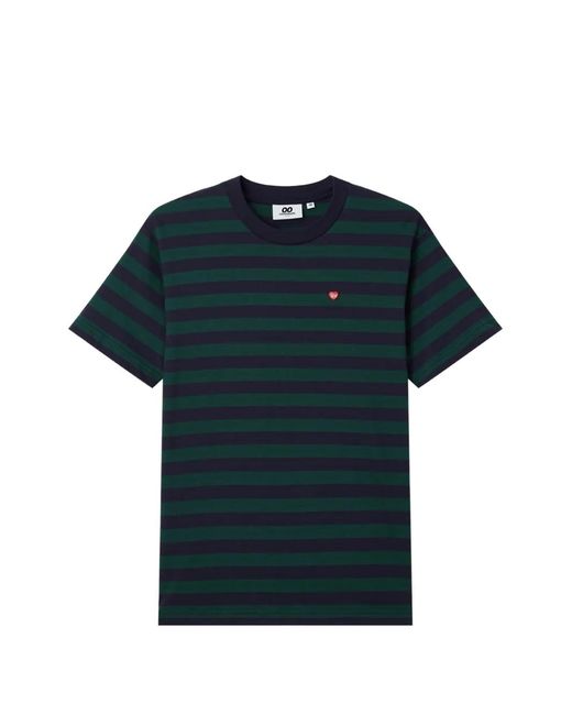 Chocoolate Blue Striped Heart-Patch T-Shirt