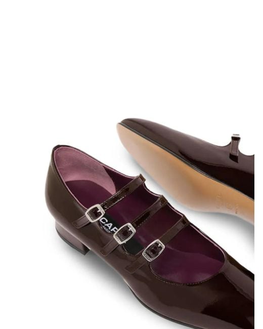 CAREL PARIS Brown Ariana Triple-Strap Ballet Flats
