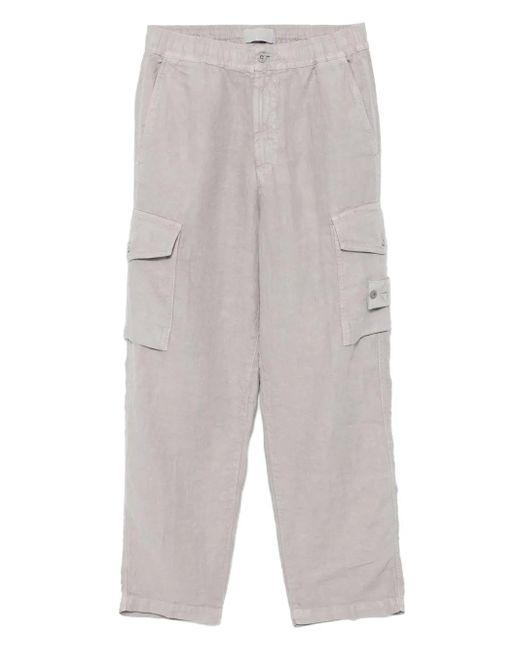 Stone Island Gray Cargo Trousers Diagonal Linen_ Ghost for men