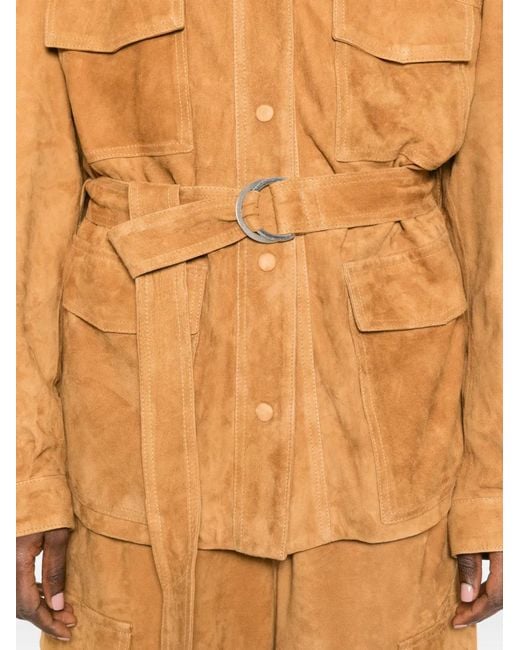 Cassell Brown Sahariana Belted Suede Jacket