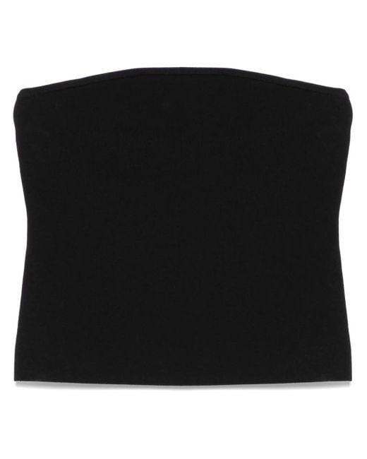 Matteau Black Strapless Knit Crop Top