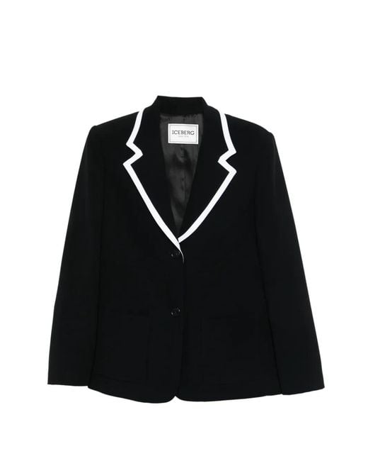 Iceberg Black Blazer À Simple Boutonnage