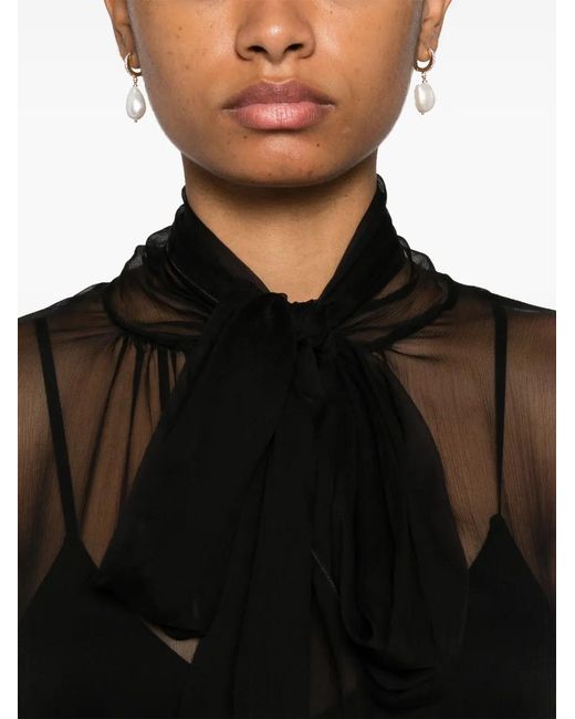 Nissa Black Silk Blouse