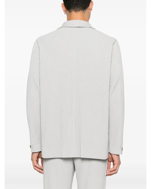 Homme Plissé Issey Miyake White Single-Button Blazer for men