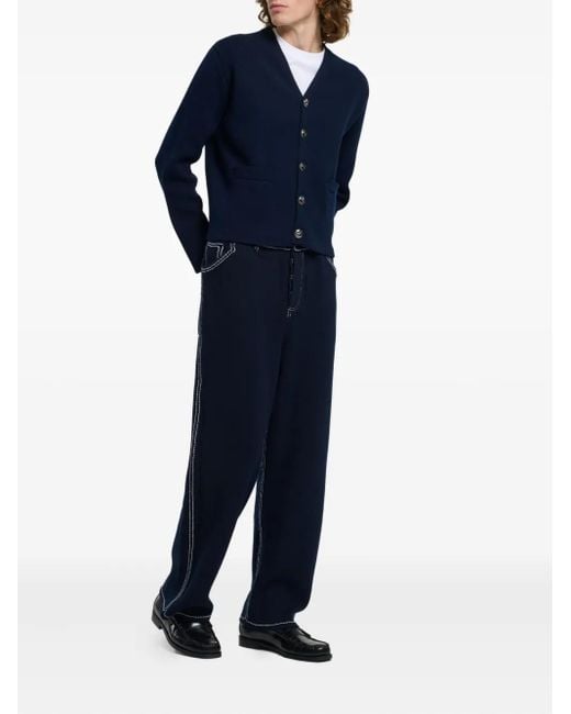 Barrie Blue V-Neck Button Cardigan