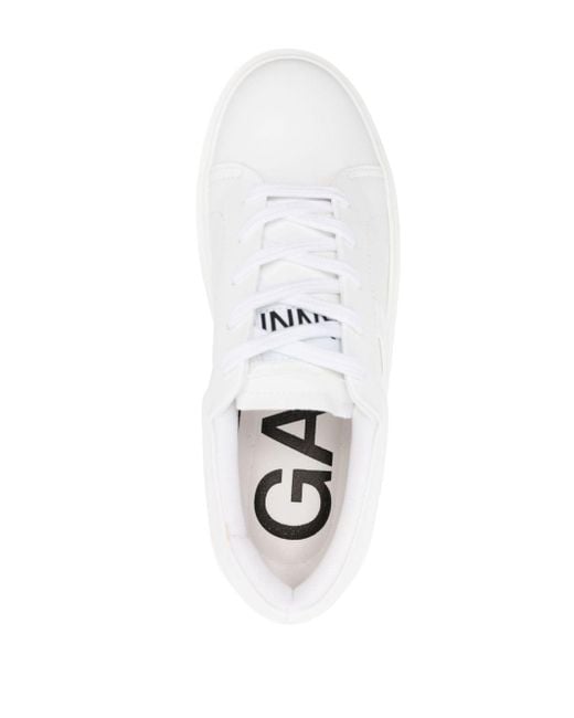 Ganni White Logo-patch Low-top Sneakers