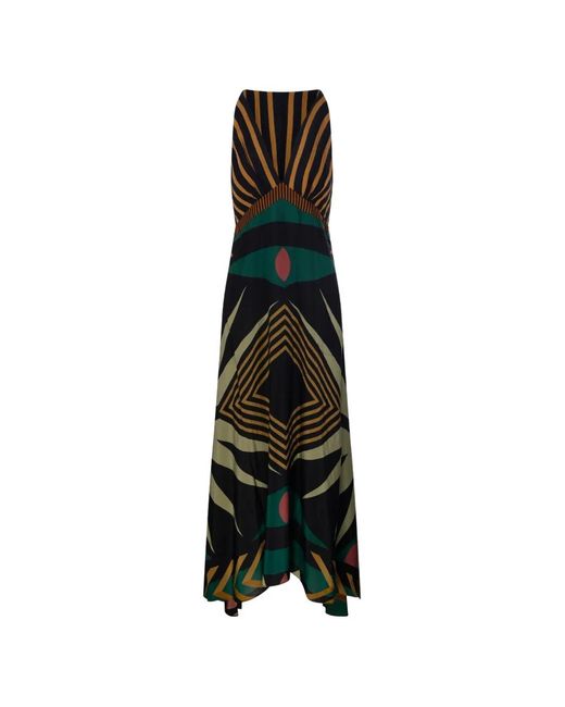 VOLANTIS Black Art Summer Midi Dress