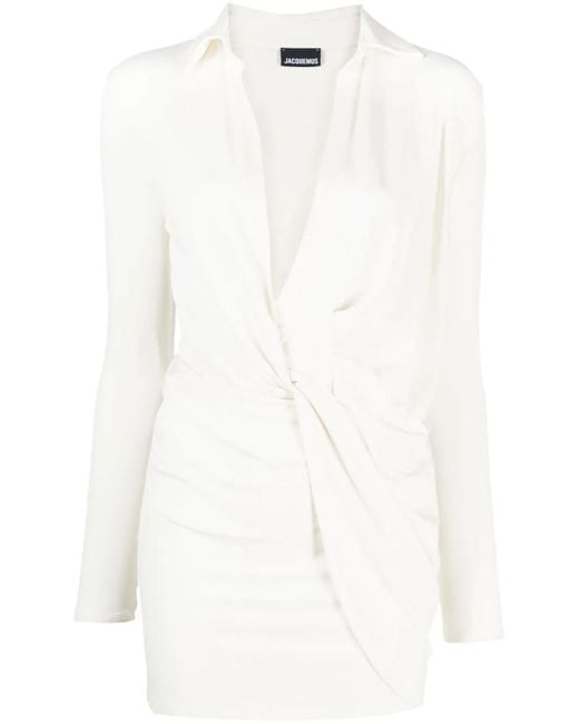 Jacquemus White La Robe Bahia Jersey Minidress