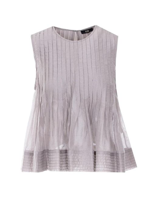 ELEH Purple Pleated Round-Neck Top