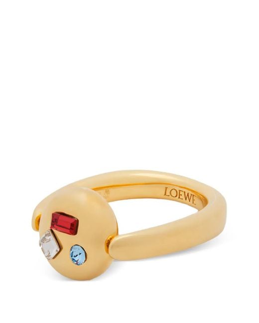 Loewe Metallic Ring Mit Kristallen