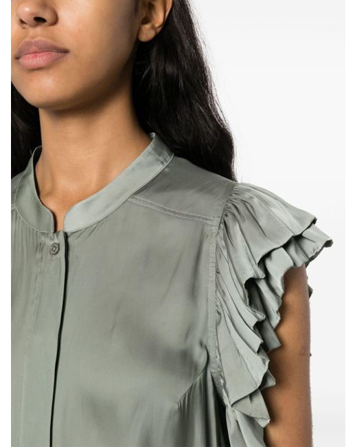 Zadig & Voltaire Green Tiza Ruched-detailed Shirt