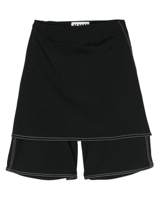 Sunnei Black Skirt-overlay Knee-leng Shorts