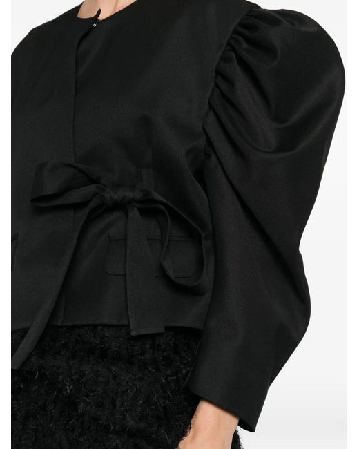 Simone Rocha Black Puffed-Sleeve Tie Jacket