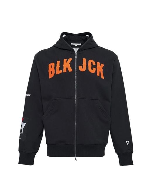 Black Jack Jewelry Blue Zip-Fastening Logo-Detail Hoodie
