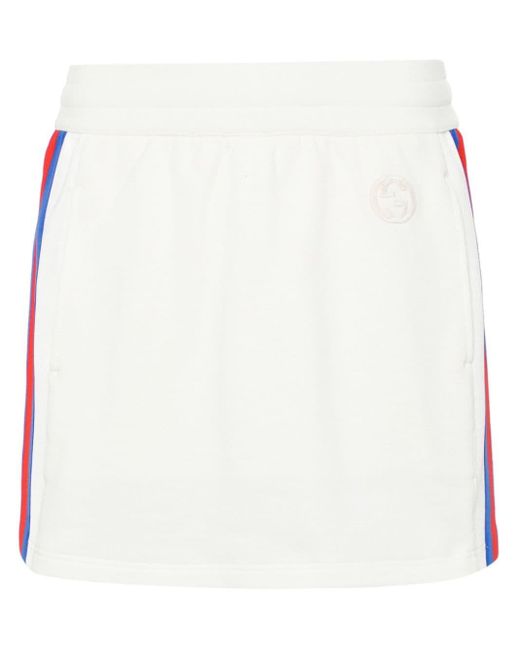 Gucci White Web-stripe Cotton-jersey Miniskirt