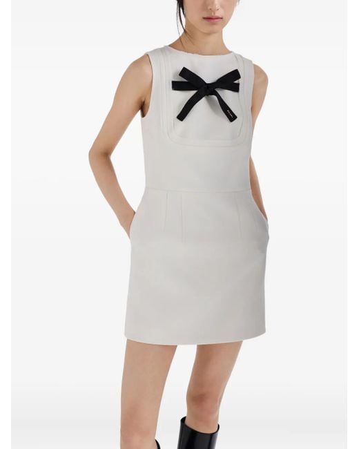 Robe Sans Manches À Détails De Nœuds Prada en coloris White