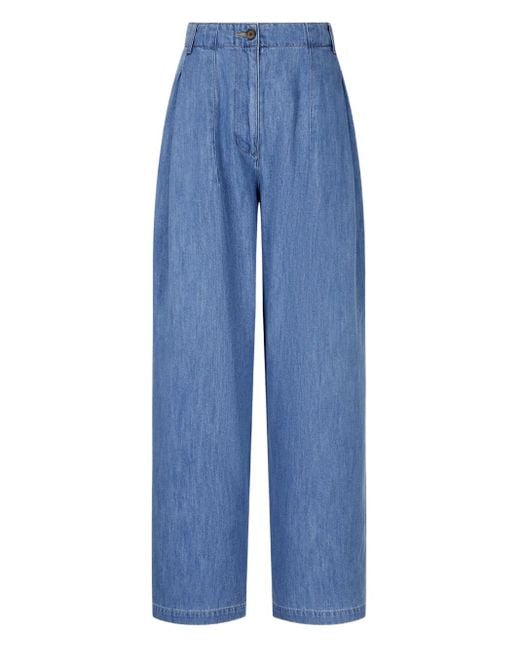 Studio Tomboy X Blue Elasticated-Waist Pleated Jeans