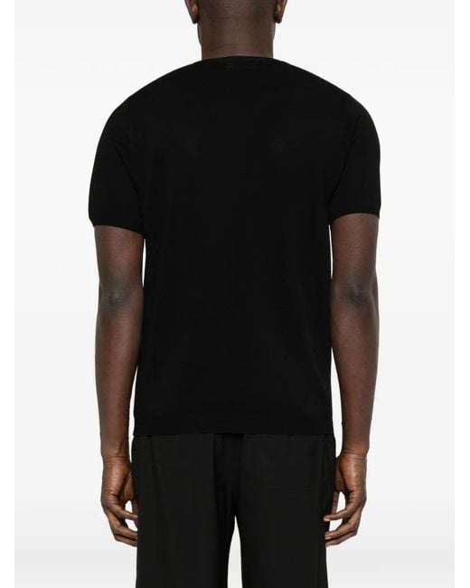 Roberto Collina Black Ribbed T-Shirt for men