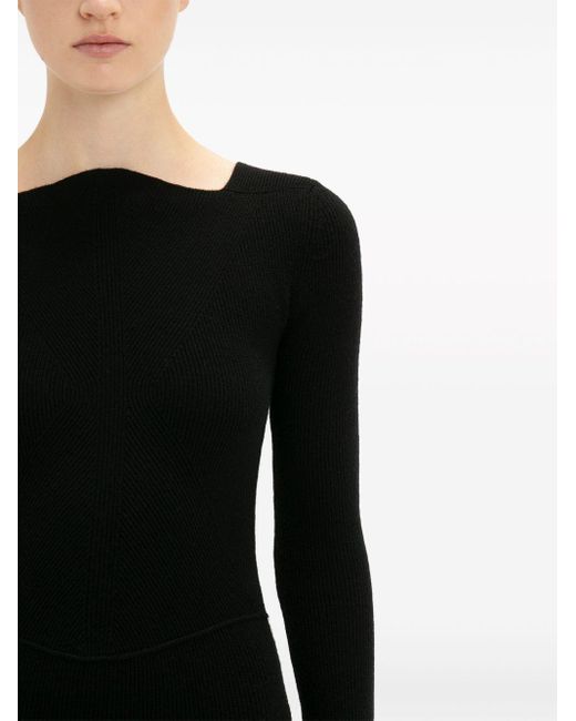 Vestido de canalé de manga larga Victoria Beckham de color Black