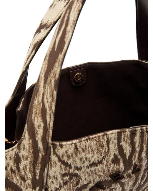 Stella McCartney Brown Logo Large Cloud Leopard Tote Bag