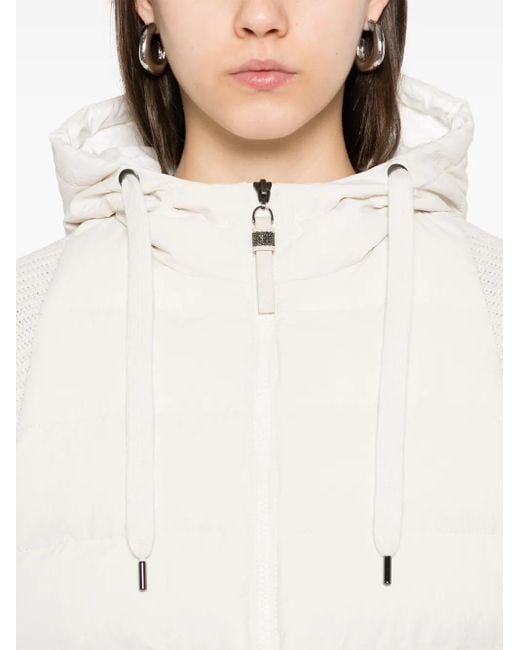 Brunello Cucinelli White Hooded Down Jacket