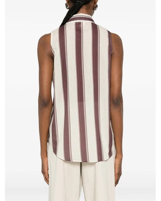 Diega Pink Ruffled Striped Blouse