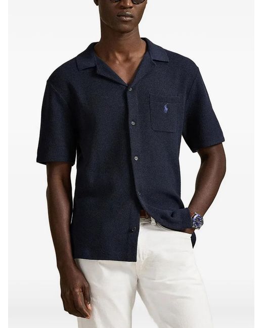 Polo Ralph Lauren Blue Logo-Embroidered Piqué Shirt for men