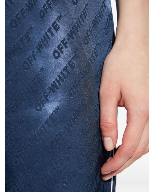 Off-White c/o Virgil Abloh Blue Logo-Pattern Piped Trousers