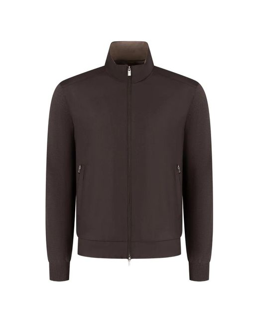 Paul & Shark Brown Panelled Stand-Up Collar Jacket for men