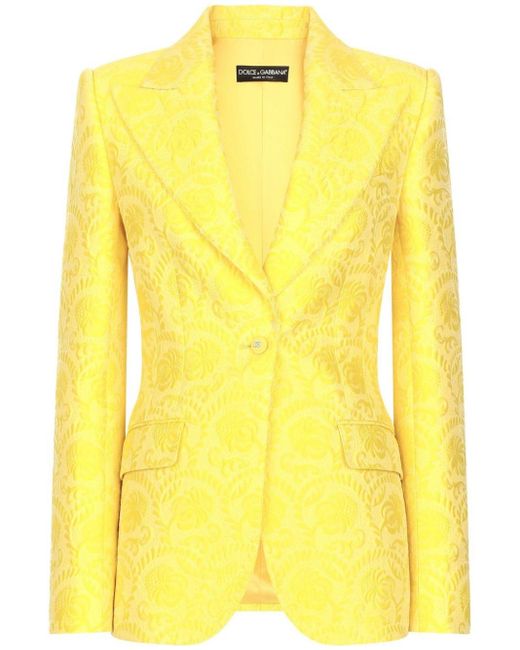 Blazer en jacquard à simple boutonnage Dolce & Gabbana en coloris Yellow